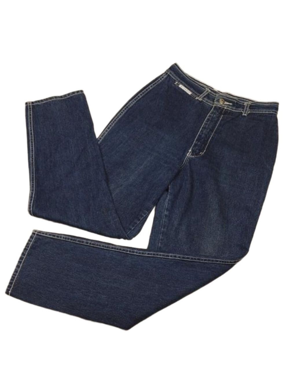Gitano Vintage Blue Medium Wash Embroidered High Rise Zip Fly Straight Leg Jean